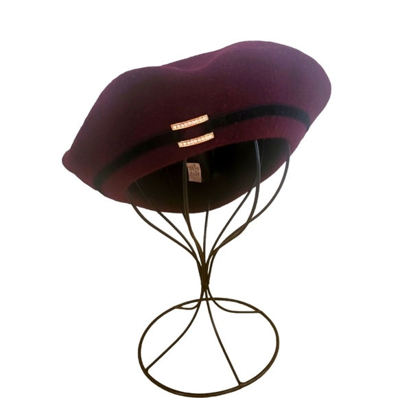 Accessory Network Burgundy Wool Rhinestone Detail Tam Beret OS - Picture 1 of 7